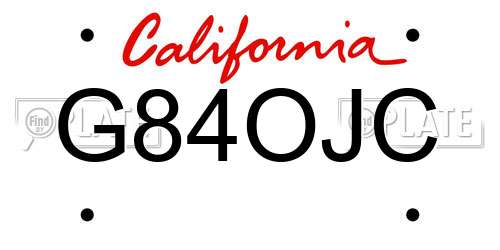 G84OJC California License Plate