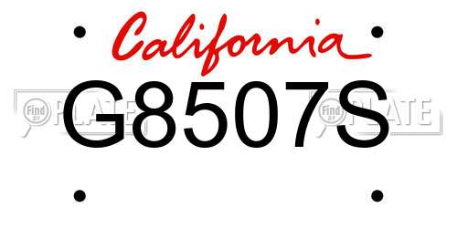 G8507S California License Plate