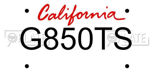 G850TS California License Plate
