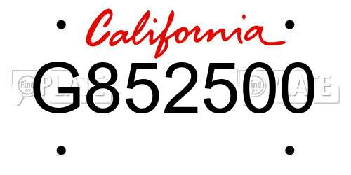 G852500 California License Plate