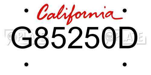 G85250D California License Plate