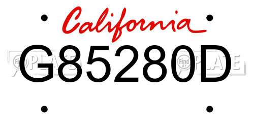 G85280D California License Plate
