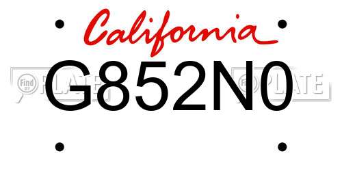 G852N0 California License Plate
