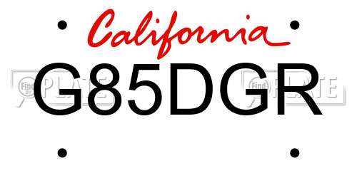 G85DGR California License Plate