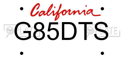 G85DTS California License Plate