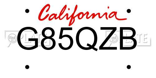 G85QZB California License Plate