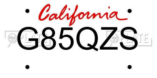 G85QZS California License Plate