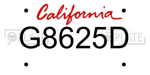 G8625D California License Plate