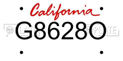 G8628O California License Plate