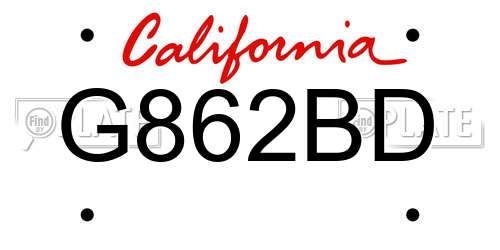 G862BD California License Plate