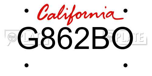 G862BO California License Plate