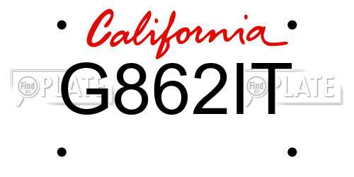 G862IT California License Plate