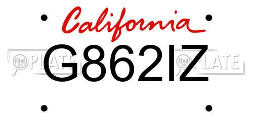 G862IZ California License Plate