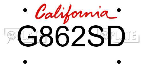 G862SD California License Plate