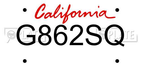 G862SQ California License Plate