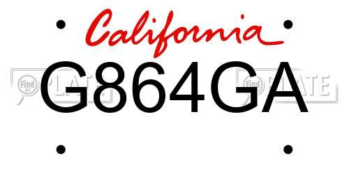 G864GA California License Plate