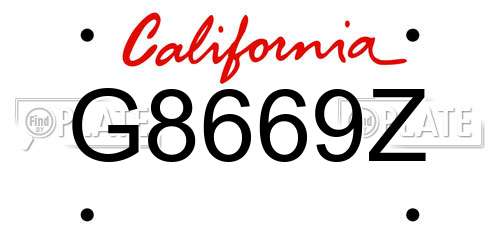 G8669Z California License Plate