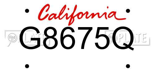 G8675Q California License Plate