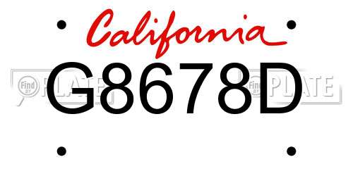 G8678D California License Plate