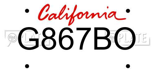 G867BO California License Plate