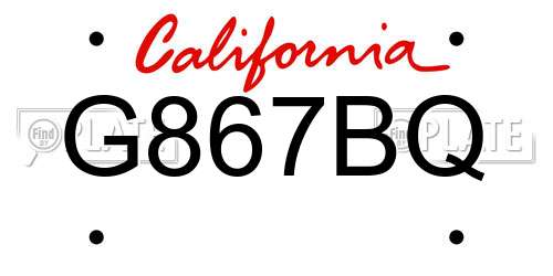 G867BQ California License Plate