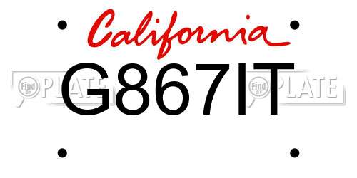 G867IT California License Plate