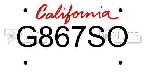 G867SO California License Plate