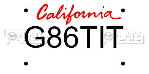 G86TIT California License Plate