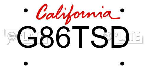 G86TSD California License Plate
