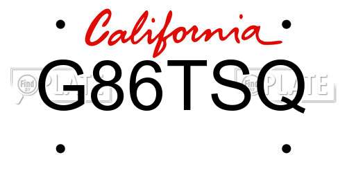 G86TSQ California License Plate