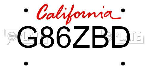 G86ZBD California License Plate