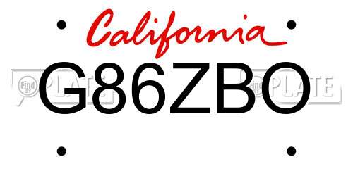 G86ZBO California License Plate