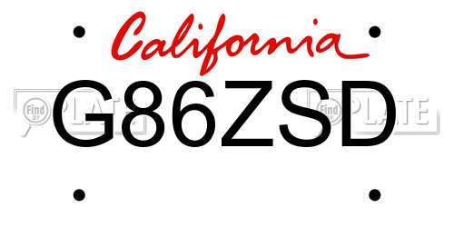 G86ZSD California License Plate