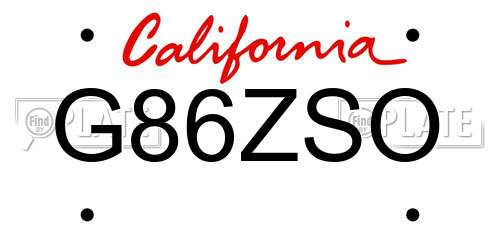 G86ZSO California License Plate