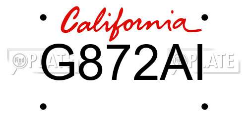 G872AI California License Plate
