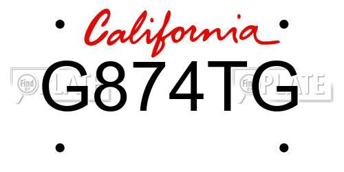 G874TG California License Plate
