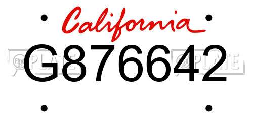 G876642 California License Plate