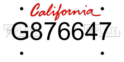 G876647 California License Plate