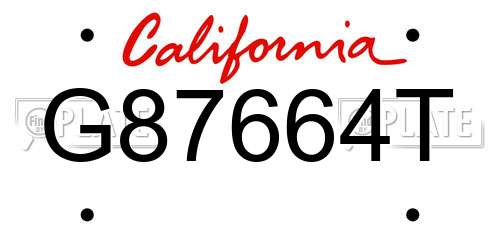 G87664T California License Plate