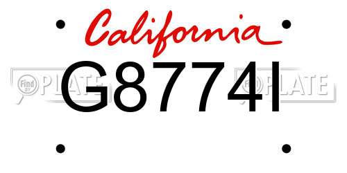 G8774I California License Plate