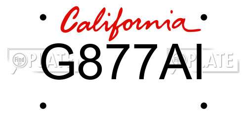 G877AI California License Plate