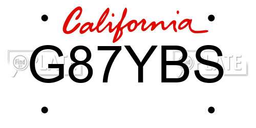 G87YBS California License Plate