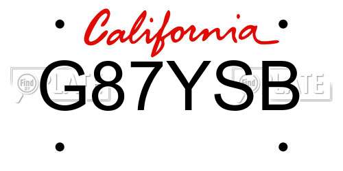 G87YSB California License Plate