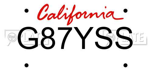 G87YSS California License Plate