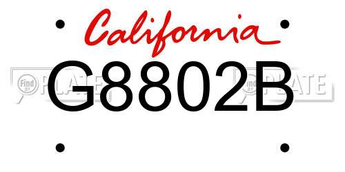 G8802B California License Plate