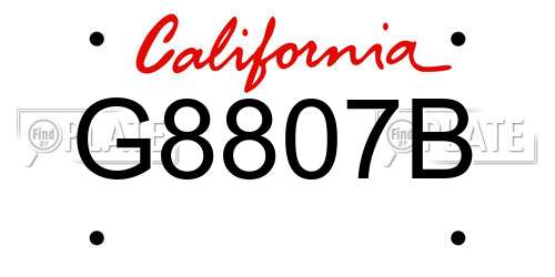 G8807B California License Plate
