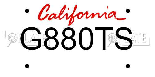 G880TS California License Plate