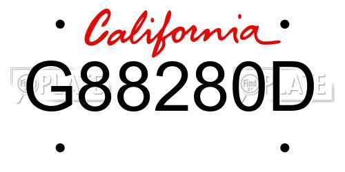 G88280D California License Plate