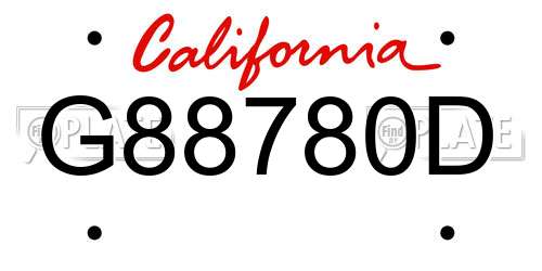 G88780D California License Plate