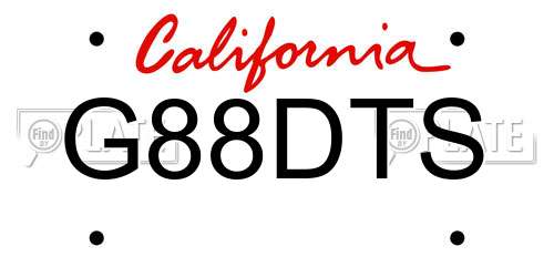 G88DTS California License Plate